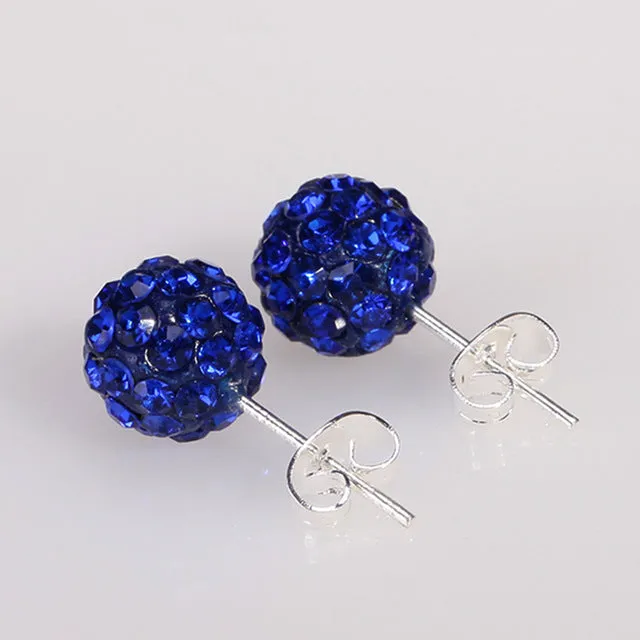 10 Color 8 MM Shamballa Earrings Micro Disco Ball Shamballa Round CZ Stud Earrings For Women Girls Fashion Jewelry Wholesale