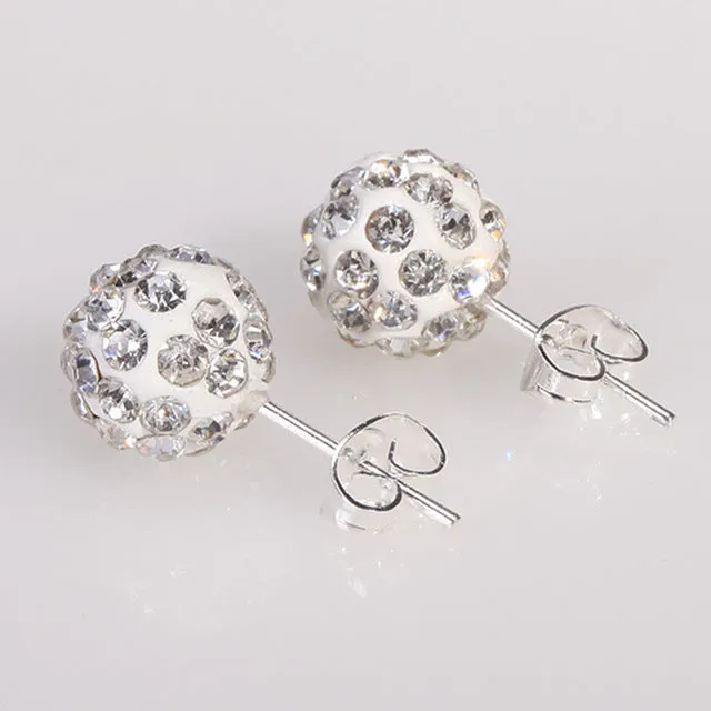 10 Color 8 MM Shamballa Earrings Micro Disco Ball Shamballa Round CZ Stud Earrings For Women Girls Fashion Jewelry Wholesale