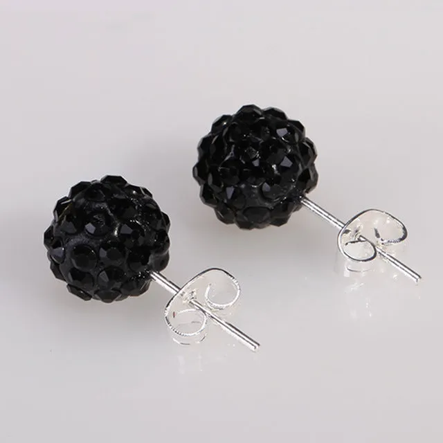 10 Color 8 MM Shamballa Earrings Micro Disco Ball Shamballa Round CZ Stud Earrings For Women Girls Fashion Jewelry Wholesale