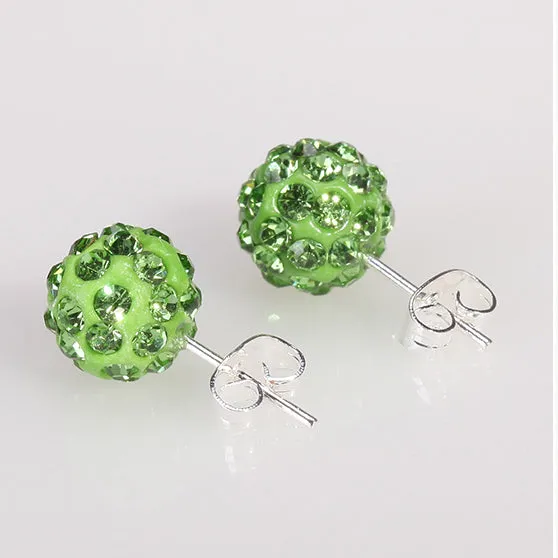 10 Color 8 MM Shamballa Earrings Micro Disco Ball Shamballa Round CZ Stud Earrings For Women Girls Fashion Jewelry Wholesale