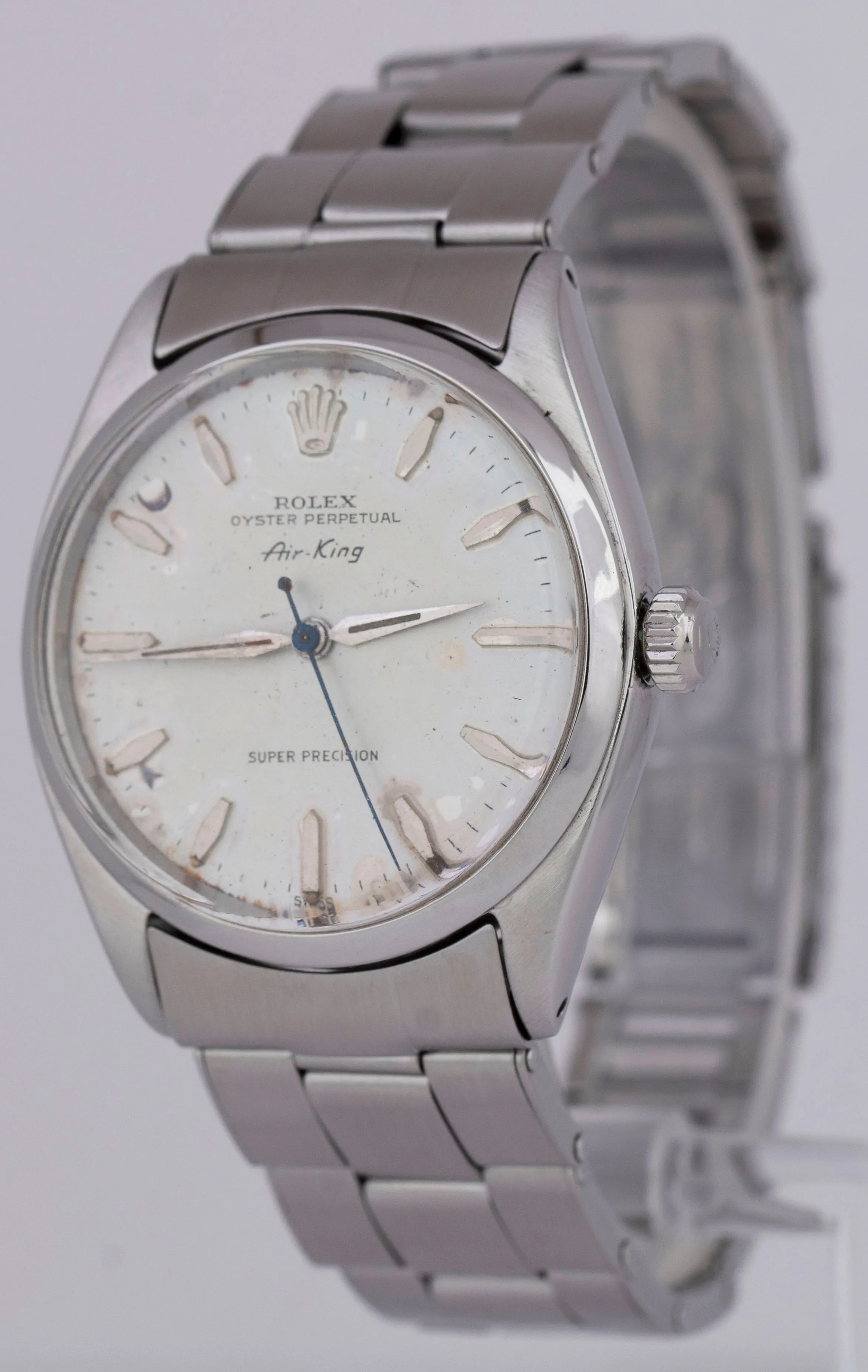 1962 Rolex Oyster Perpetual Air-King Super Precision Silver 34mm Stainless 5500