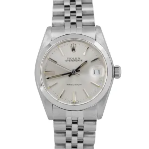 1984 Rolex Oysterdate Precision SILVER Manual Stainless Steel JUBILEE 34mm 6466