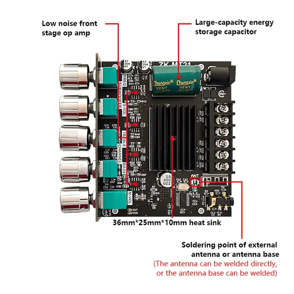 2.1 Channel Subwoofer Amplifier Board with Bluetooth