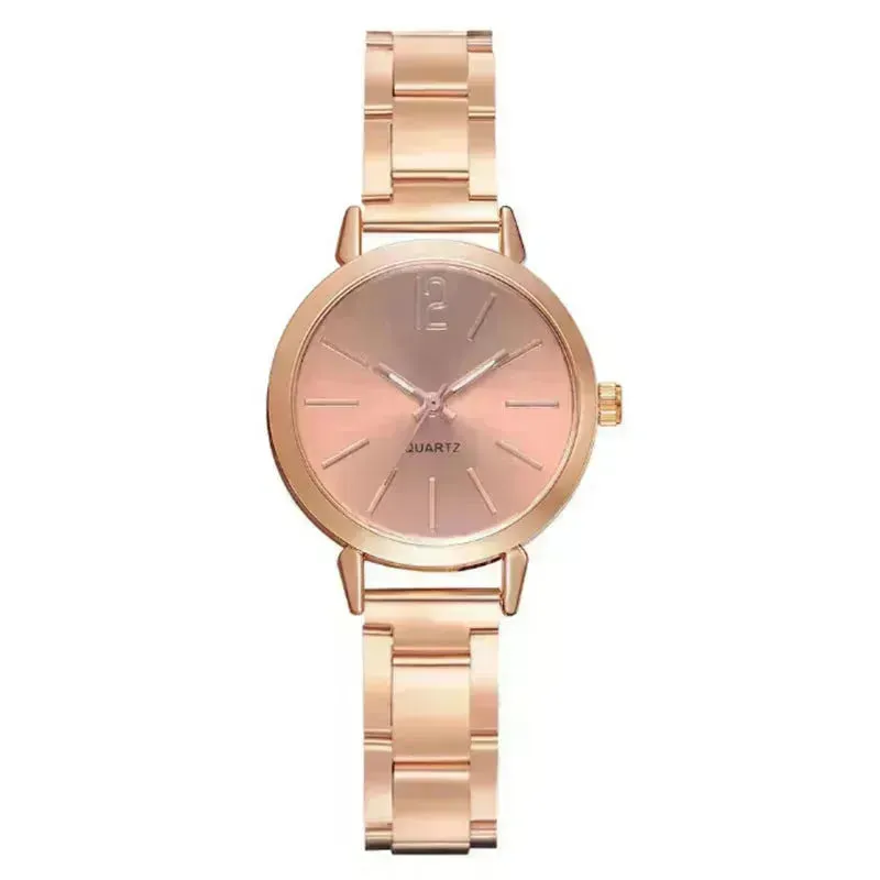 2pcs Narrow Strap Steel Strap Bracelet and  Quartz Watch women