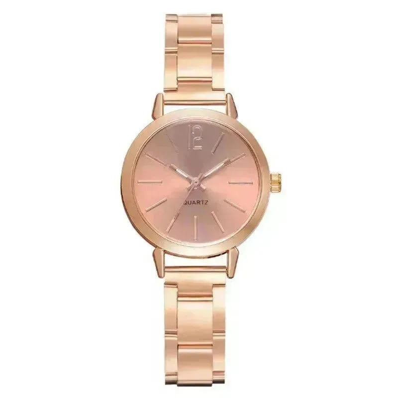 2pcs Narrow Strap Steel Strap Bracelet and  Quartz Watch women