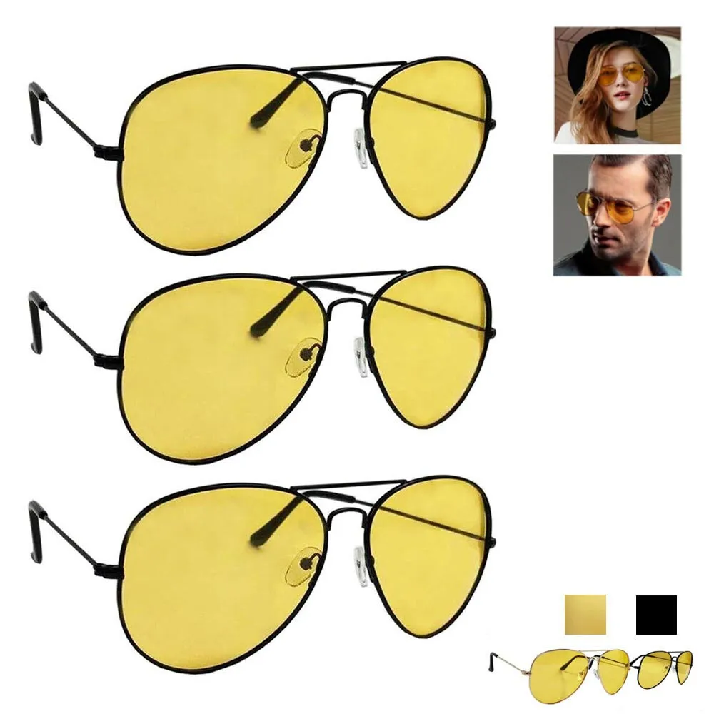 3 Fashion Night Pilot Polarized Vision Glasses Frame Anti Glare Shoot Women Men