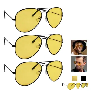 3 Fashion Night Pilot Polarized Vision Glasses Frame Anti Glare Shoot Women Men