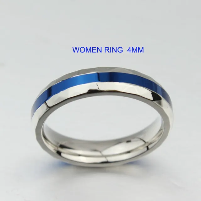 316L Stainless Steel Finger Rings men wedding band jewelry blue 4mm Woman's titanium steel rings for lover Blue Stainless ring