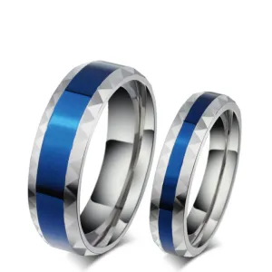 316L Stainless Steel Finger Rings men wedding band jewelry blue 4mm Woman's titanium steel rings for lover Blue Stainless ring