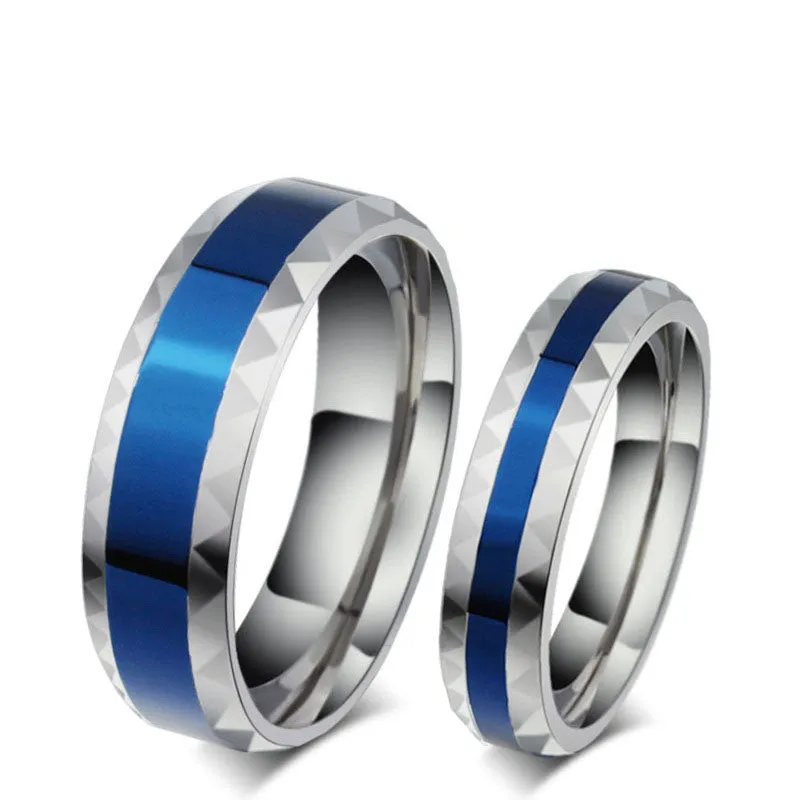 316L Stainless Steel Finger Rings men wedding band jewelry blue 4mm Woman's titanium steel rings for lover Blue Stainless ring
