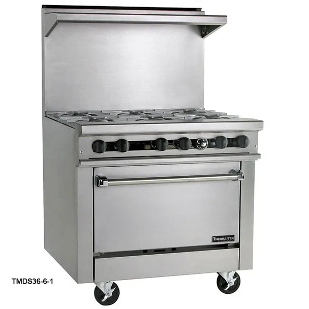 36" Gas Restaurant Range w/ 6 Open Burners & 26" Oven