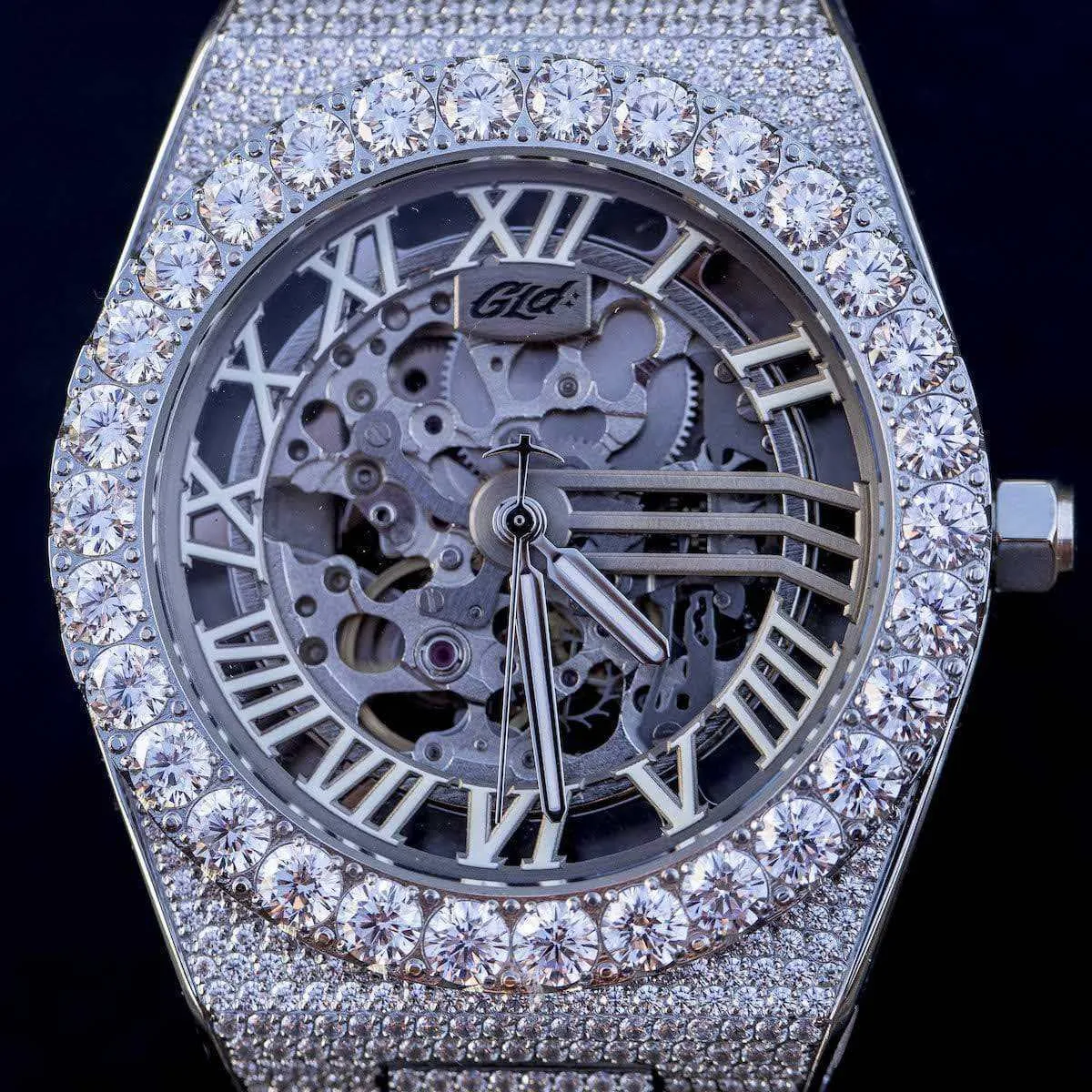 42MM Iced Alpha Era Luminous Skeleton 316 w/ Rubber Strap