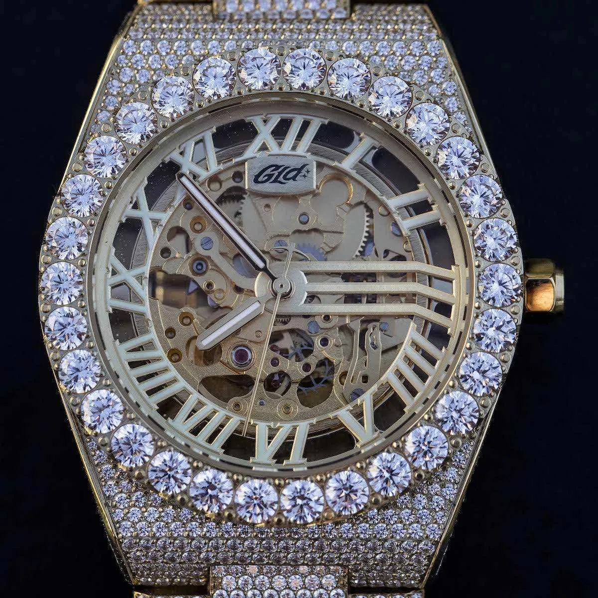 42MM Iced Alpha Era Luminous Skeleton Gold
