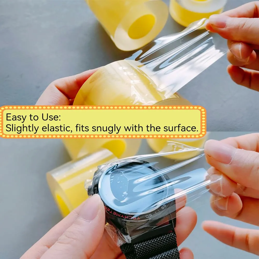 8cm Jewelry Packaging Static Cling Film PVC Clear Protective Tape, Watch/Bracelet/Bangle Dust and Scratch Proof Self-Adhesive Wrap, 164ft Long