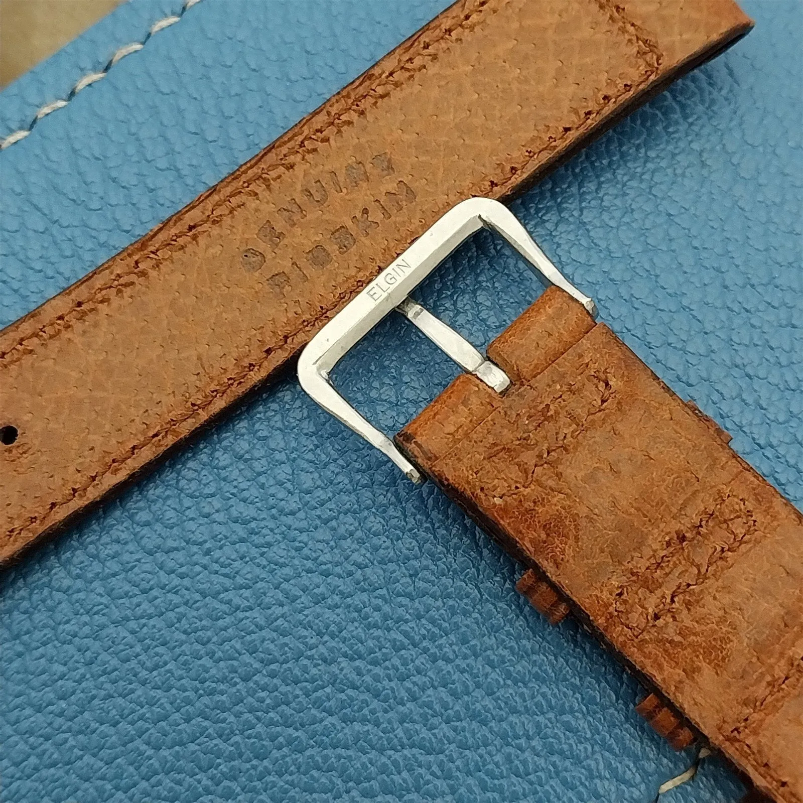 A-11 Elgin Buckle & Double-Keeper Pigskin 1940s-1950s Unused Vintage Watch Band