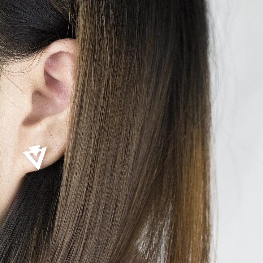 Arrow Double Triangle Ear Stud Earrings Bijuteria