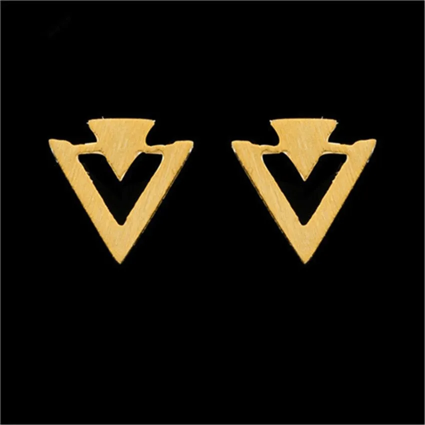 Arrow Double Triangle Ear Stud Earrings Bijuteria