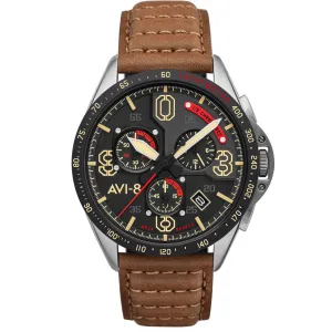 AVI-8 Men's Brown P-51 Mustang Chronograph Watch AV-4077-02