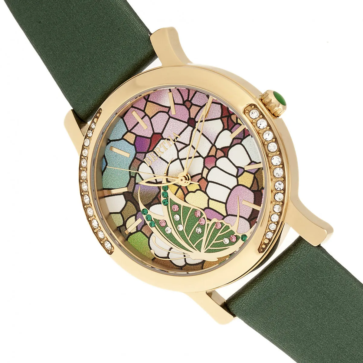 Bertha Vanessa Leather Band Watch - Green
