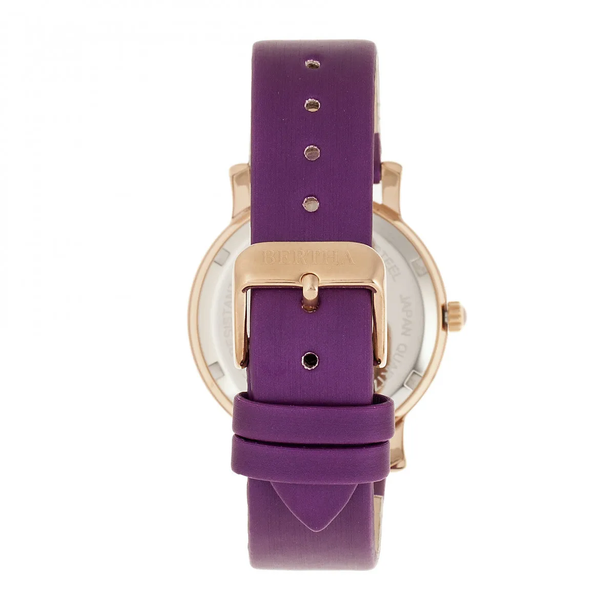 Bertha Vanessa Leather Band Watch - Purple