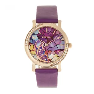 Bertha Vanessa Leather Band Watch - Purple