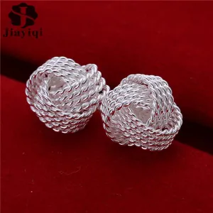 Best Quality Silver color Ball Stud Earrings Fashion Design Earrings for Women 2016 Hot Sale Female Fine Jewelry Gift