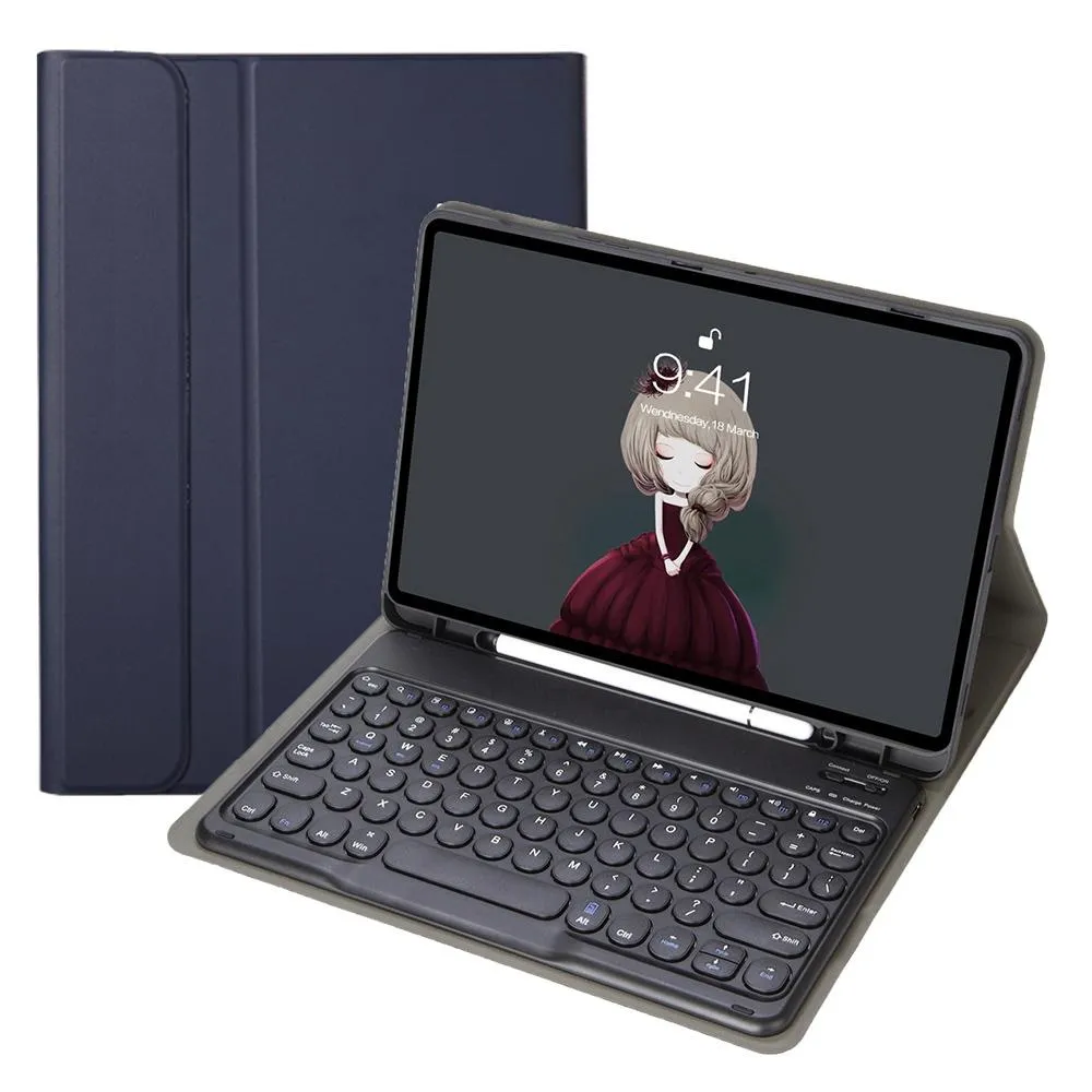 Bluetooth Keyboard Leather Case For Ipad 10.2 / 10.5 / Pro With Detachable Keycap Pen Slot & Stand