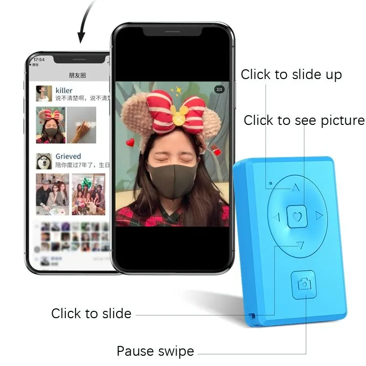 Bluetooth Selfie Controller For Mobile Phones G1 Blue