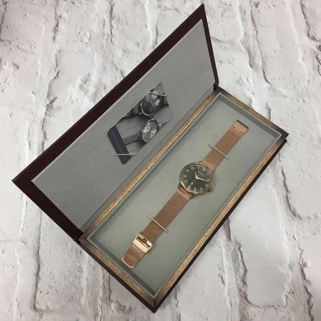 BRANCASTER WATCH WITH POLISHED SILVER CASE, STONE GREY DIAL & SILVER MESH ADJUSTABLE STRAP