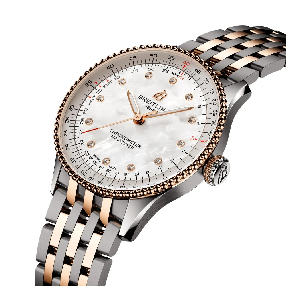 Breitling Navitimer 36mm MOP Dial 18ct Rose Gold and Steel Automatic Ladies Watch U17327211A1U1