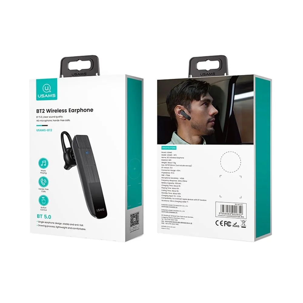 Bt2 Brushed Single Ear Wireless Bluetooth Headphones Black