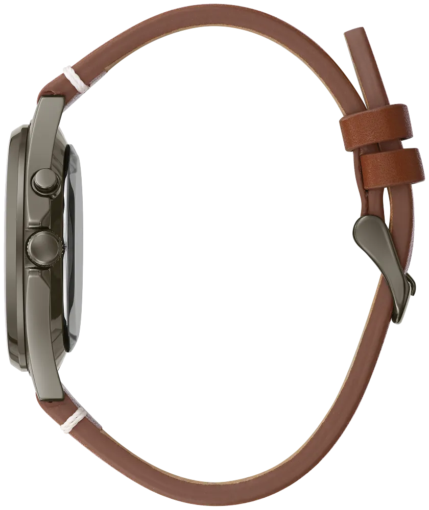Caravelle by Bulova Classic Gunmetal & Brown Leather, Olive Dial Watch