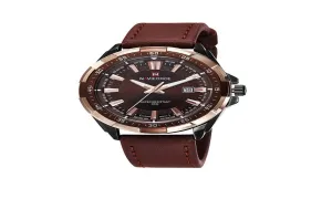 Classic Date Genuine Leather Waterproof Male Wristwatch