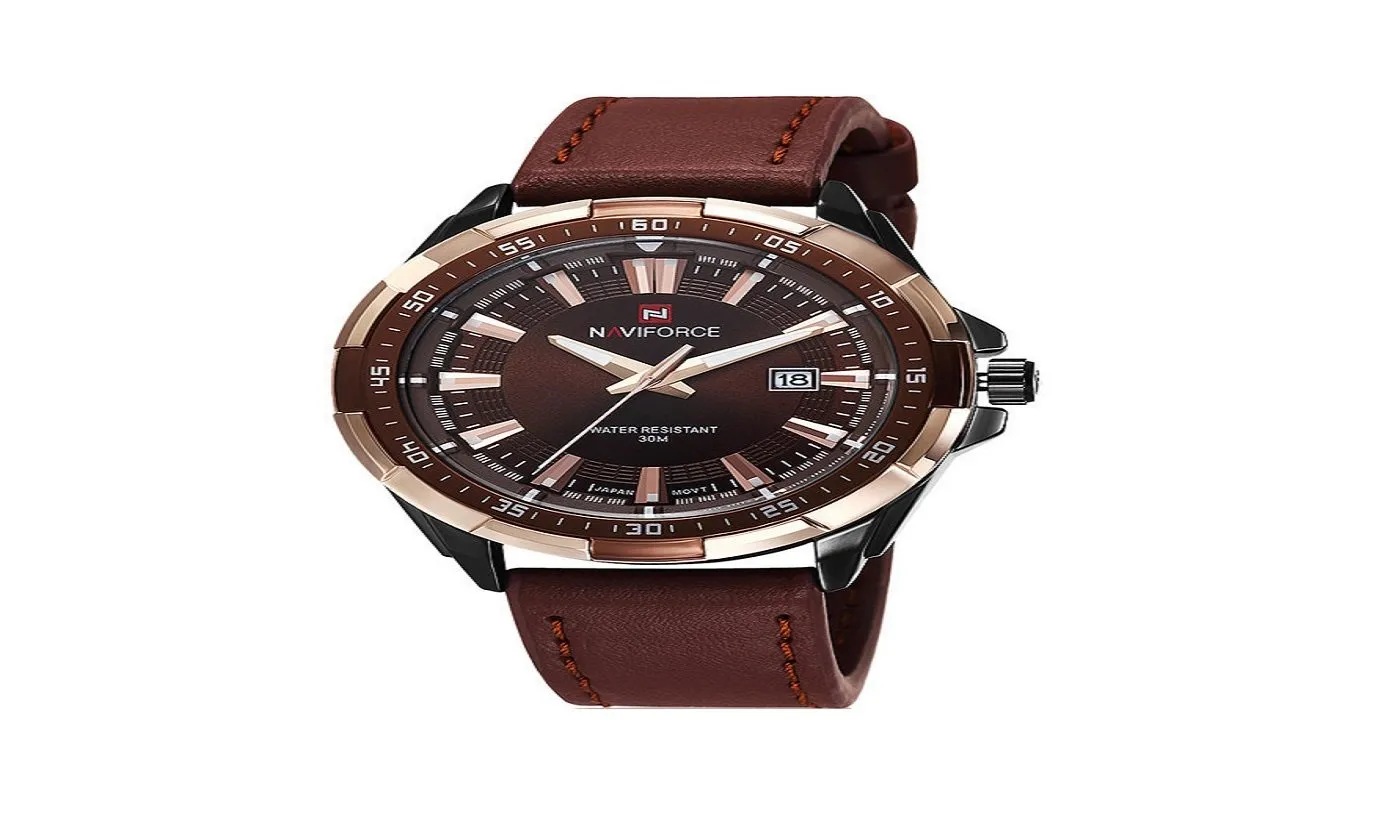 Classic Date Genuine Leather Waterproof Male Wristwatch