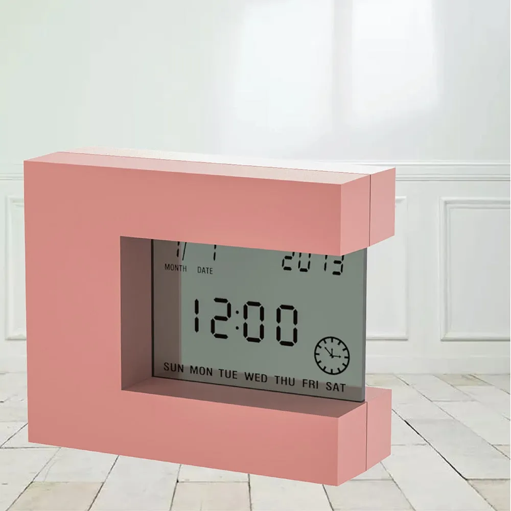 Digital Desk Calendar Alarm clock  with Indoor Thermometer &amp; Countdown Timer  Electronic Square Bedside Watch Modern design