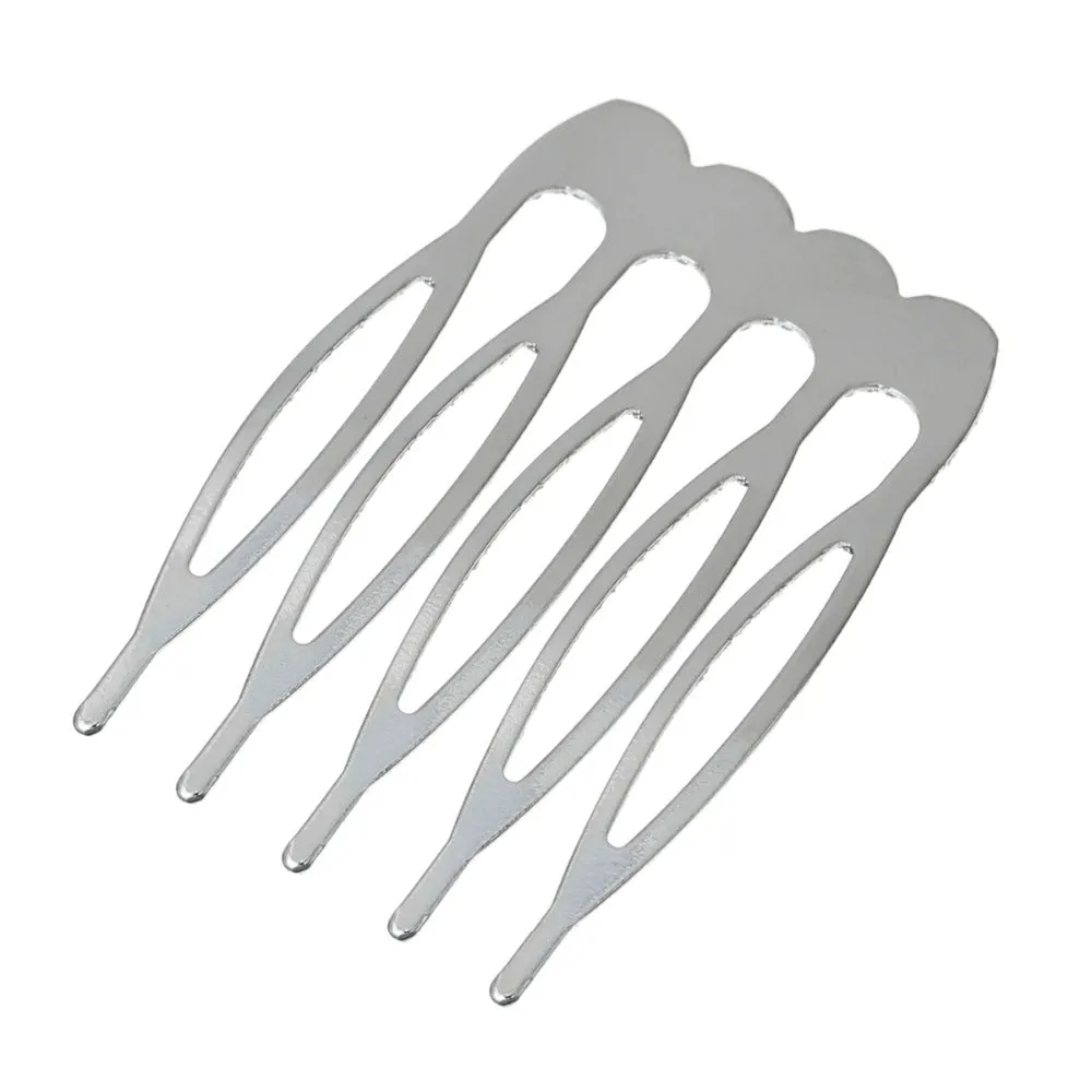 Doreen Box hot-  30 Silver Tone Comb Shape Hair Clips For DIY Jewelry Making 39x26mm (B15509)