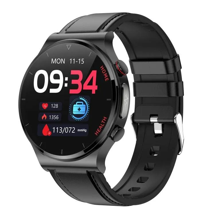 E300 Smart Health Watch with 1.32-Inch Touch Screen, Leather Strap, and Advanced Health Monitoring Features