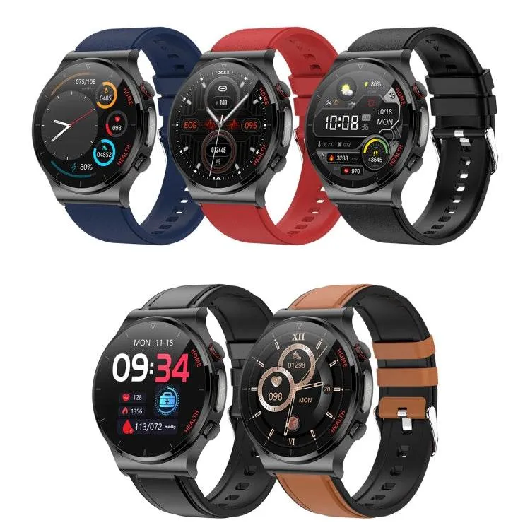 E300 Smart Health Watch with 1.32-Inch Touch Screen, Leather Strap, and Advanced Health Monitoring Features