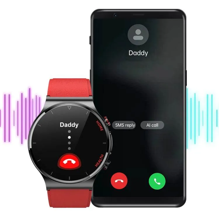 E300 Smart Health Watch with 1.32-Inch Touch Screen, Leather Strap, and Advanced Health Monitoring Features
