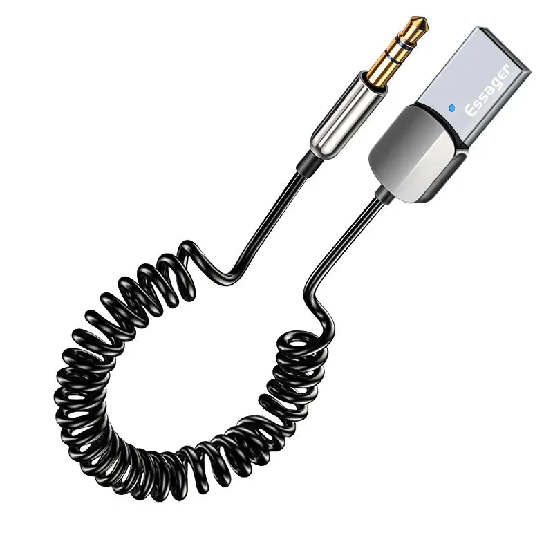 Essager Bluetooth Aux Adapter Dongle USB To 3.5mm Jack Car Audio Aux Bluetooth 5.0 Handsfree Kit For Car Receiver BT transmitter