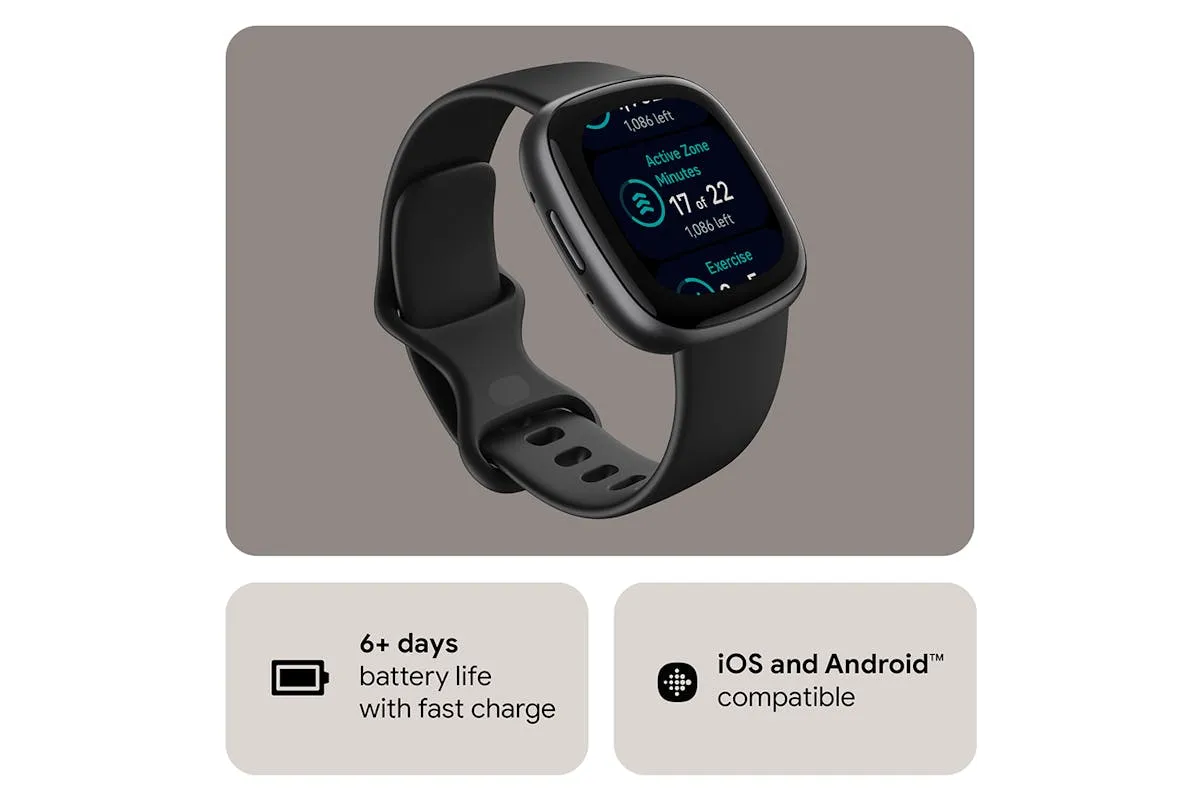 Fitbit Versa 4 Smartwatch | Black & Graphite