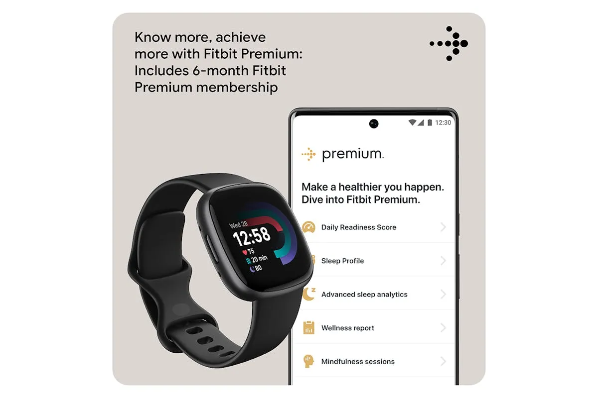 Fitbit Versa 4 Smartwatch | Black & Graphite