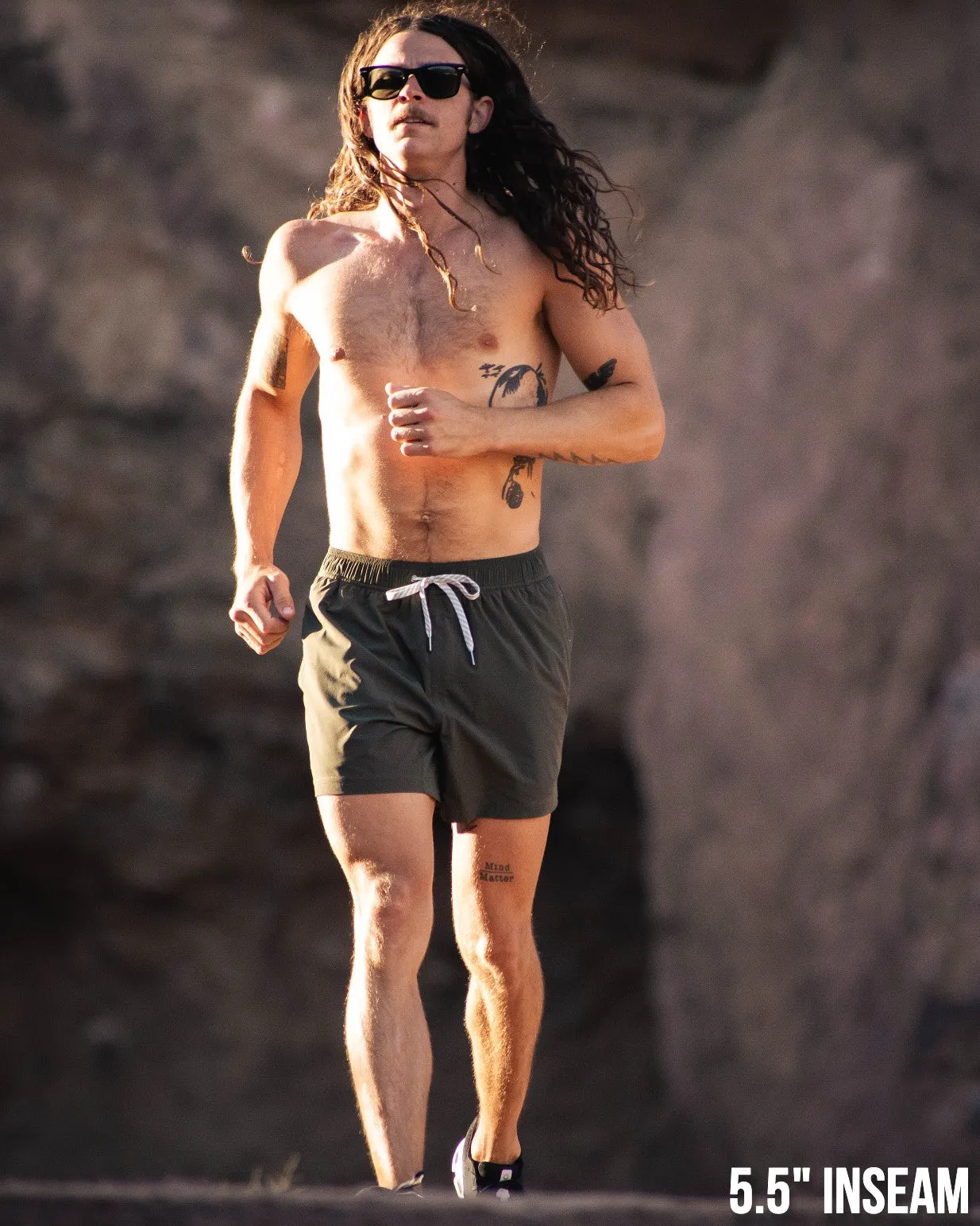 Flow Short (Athletic) - Olive 5.5" & 7" - Linerless