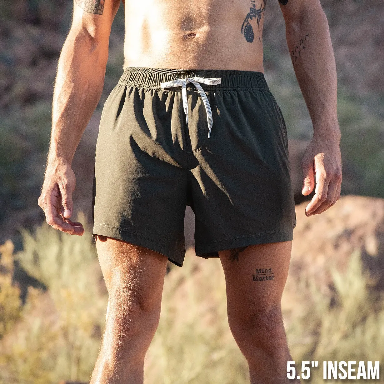 Flow Short (Athletic) - Olive 5.5" & 7" - Linerless