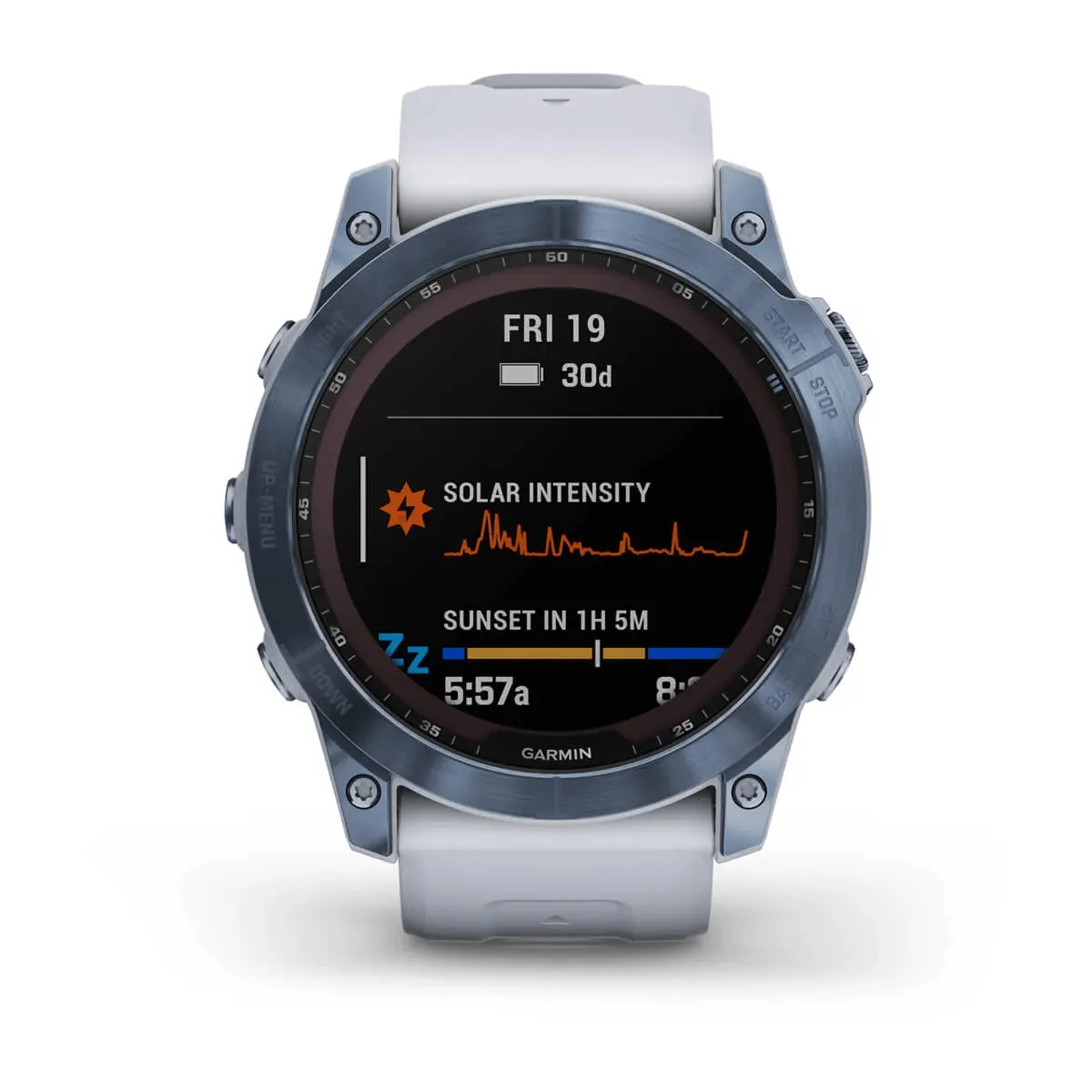 fēnix® 7X – Sapphire Solar Edition - Mineral Blue DLC Titanium with Whitestone Band - 010-02541-16