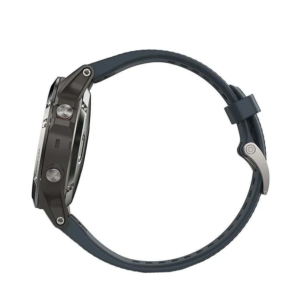 Garmin fenix 47mm Fiber-Reinforced Polymer - Silver with Granite Blue Band  Smart Watch- 010-01688-01