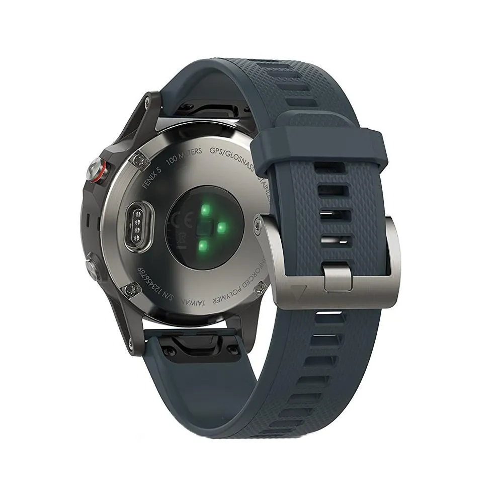 Garmin fenix 47mm Fiber-Reinforced Polymer - Silver with Granite Blue Band  Smart Watch- 010-01688-01