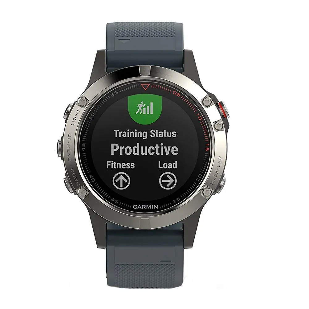 Garmin fenix 47mm Fiber-Reinforced Polymer - Silver with Granite Blue Band  Smart Watch- 010-01688-01
