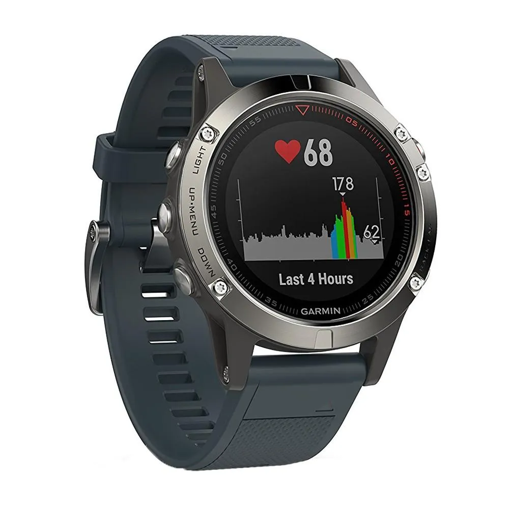 Garmin fenix 47mm Fiber-Reinforced Polymer - Silver with Granite Blue Band  Smart Watch- 010-01688-01