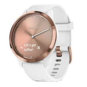 Garmin vivomove HR Sport Hybrid White Band Rose Gold Dial Smart Watch - 010-01850-12